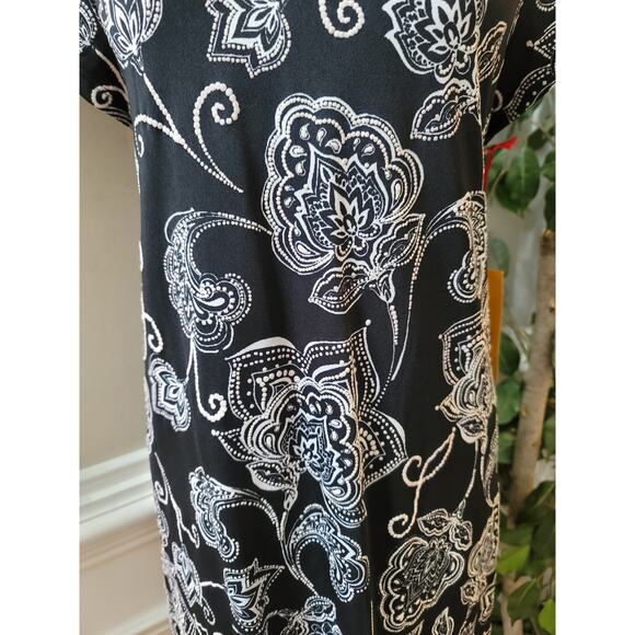 Ruby Rd Dress Womens Medium Black White Floral Print Short Sleeve Stretch Casual - Picture 4 of 15